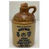 Two Collectible MCCormick 'Platte Valley' Striaght Corn Whiskey Miniature Jugs 5' & 6 3/4'