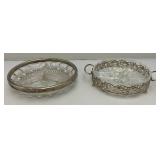 Three Vintage Silver Plate & Cut Glass Three Section Divided Bowls