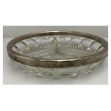 Three Vintage Silver Plate & Cut Glass Three Section Divided Bowls