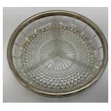 Three Vintage Silver Plate & Cut Glass Three Section Divided Bowls