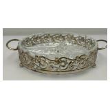 Three Vintage Silver Plate & Cut Glass Three Section Divided Bowls