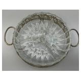 Three Vintage Silver Plate & Cut Glass Three Section Divided Bowls