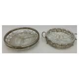 Three Vintage Silver Plate & Cut Glass Three Section Divided Bowls