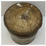 Antique Metal Canister With Lid And 'SILVER LEAF LARD' Advertisement 12 1/2' x 14'