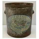 Antique Metal Canister With Lid And 'SILVER LEAF LARD' Advertisement 12 1/2' x 14'