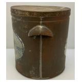 Antique Metal Canister With Lid And 'SILVER LEAF LARD' Advertisement 12 1/2' x 14'