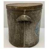Antique Metal Canister With Lid And 'SILVER LEAF LARD' Advertisement 12 1/2' x 14'