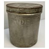 Very Heavy Metal 'MODEL DAIRY INC.' Cream Canister With Lid 9' x 10'