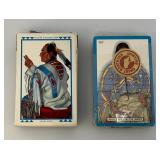 Two Vintage GREAT NORTHERN RAILROAD Winold Reiss (1= Semi Factory Sealed) With Revenue Stamps Playing Cards