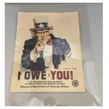 Vintage Uncle Sam 'I OWE YOU!' Wisconsin Department Of Veterans Affairs Poster 17' x 22'