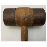 Antique Wooden And Metal Mallet 5 1/2' x 12 1/2'