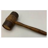Antique Wooden And Metal Mallet 5 1/2' x 12 1/2'