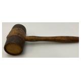 Antique Wooden And Metal Mallet 5 1/2' x 12 1/2'
