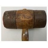 Antique Wooden And Metal Mallet 5 1/2' x 12 1/2'