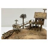 Vintage ALBERT GUIBARA Driftwood And Gilt Metal Art Sculpture Mid-Century Modern 7 1/2' x 8'