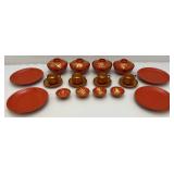 Antique Japanese Edo Era Red Lacquer Makie Wooden Lidded Soup/Rice Bowls, Plates, Sake Cups And More