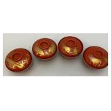 Antique Japanese Edo Era Red Lacquer Makie Wooden Lidded Soup/Rice Bowls, Plates, Sake Cups And More