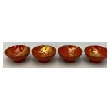 Antique Japanese Edo Era Red Lacquer Makie Wooden Lidded Soup/Rice Bowls, Plates, Sake Cups And More