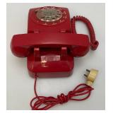 Vintage Red Rotary Phone With Vintage Cord