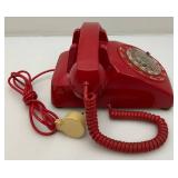 Vintage Red Rotary Phone With Vintage Cord