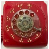 Vintage Red Rotary Phone With Vintage Cord