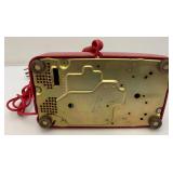 Vintage Red Rotary Phone With Vintage Cord