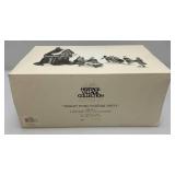 Vintage Dept. 56 Collectibles Including  Dickens 'ASHLEY POND SKATING PARTY' Missing One Figure Set & Porcelain Evergreen Trees In Original Box