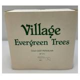 Vintage Dept. 56 Collectibles Including  Dickens 'ASHLEY POND SKATING PARTY' Missing One Figure Set & Porcelain Evergreen Trees In Original Box