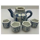 Mid-Century Miniature Blue & White Chinese Teapot With Cups And More