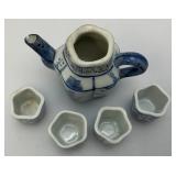 Mid-Century Miniature Blue & White Chinese Teapot With Cups And More
