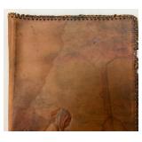 Antique MELLEN 1913 Signed Embossed Leather Book Cover With Dyed Image (Water Stain Present 8' x 10'