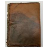 Antique MELLEN 1913 Signed Embossed Leather Book Cover With Dyed Image (Water Stain Present 8' x 10'