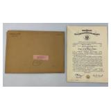 1952 United States Of America Army Officers Grade Certificate