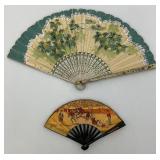 Two Antique Oriental Folding Fans 1= 5' 1= 8 3/4'