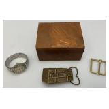 Vintage Alprosa Mens Watch And Fullerton Belt Buckle