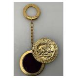 Vintage St. Christopher Protect Us Gold Tone Locket Keychain