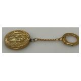 Vintage St. Christopher Protect Us Gold Tone Locket Keychain