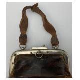 Antique Train Conductor's Bag. Rare Collectible Leather Bag With Metal