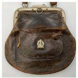 Antique Train Conductor's Bag. Rare Collectible Leather Bag With Metal