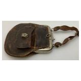 Antique Train Conductor's Bag. Rare Collectible Leather Bag With Metal