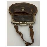 Antique Train Conductor's Bag. Rare Collectible Leather Bag With Metal