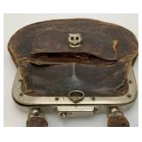 Antique Train Conductor's Bag. Rare Collectible Leather Bag With Metal