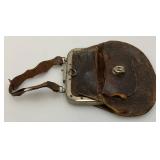 Antique Train Conductor's Bag. Rare Collectible Leather Bag With Metal