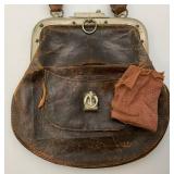 Antique Train Conductor's Bag. Rare Collectible Leather Bag With Metal