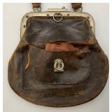 Antique Train Conductor's Bag. Rare Collectible Leather Bag With Metal