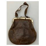 Antique Train Conductor's Bag. Rare Collectible Leather Bag With Metal