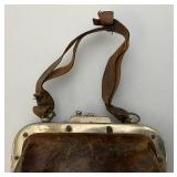 Antique Train Conductor's Bag. Rare Collectible Leather Bag With Metal