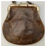 Antique Train Conductor's Bag. Rare Collectible Leather Bag With Metal