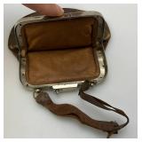 Antique Train Conductor's Bag. Rare Collectible Leather Bag With Metal