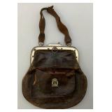 Antique Train Conductor's Bag. Rare Collectible Leather Bag With Metal